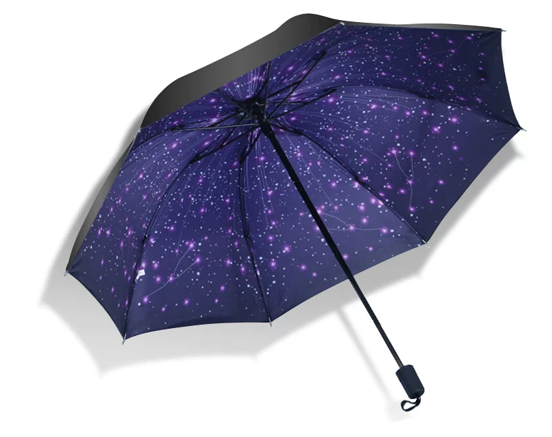 Parapluie pour enfant réfléchissant imprimés étoiles - Noir - D 87,5 x H  71,2