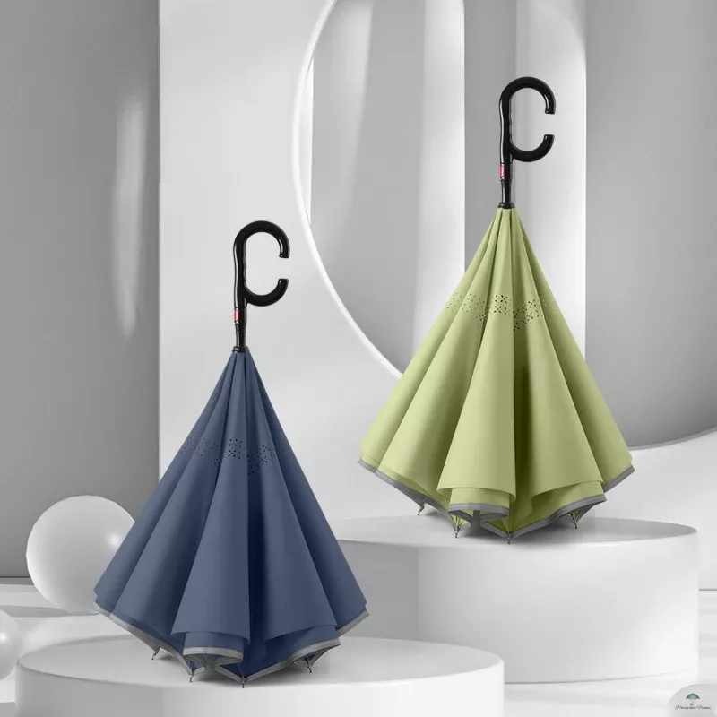 Parapluie Inversé Poignée C | Anti-Goutte, Coupe-Vent, Design Intelligent