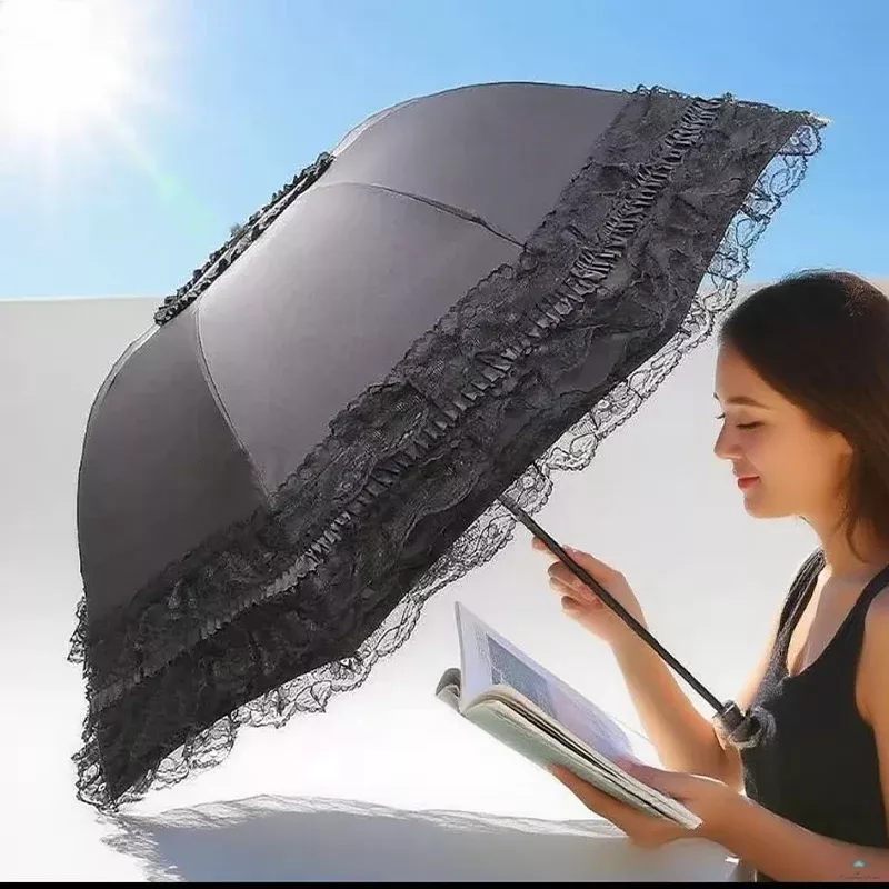Parapluie Élégance Noire – Le parapluie en dentelle vintage pour un style raffiné et romantique